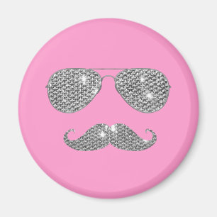 Funny Diamond Moustache With Glasses Magnet