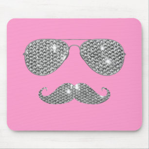 Funny Diamond Moustache With Glasses Mouse Pad