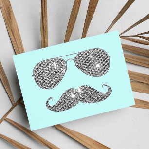 Funny Diamond Moustache With Glasses Postcard