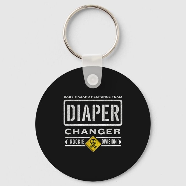Funny Diaper Changer Duty - Expecting Baby New Dad Key Ring (Front)