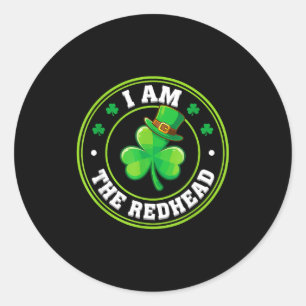 Funny dibs on the redhead am the redhead women men classic round sticker