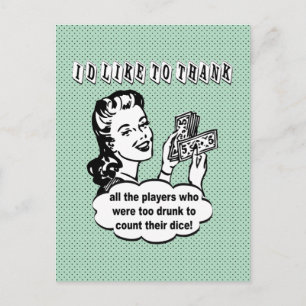 Funny Dice - I'd Like To Thank Postcard