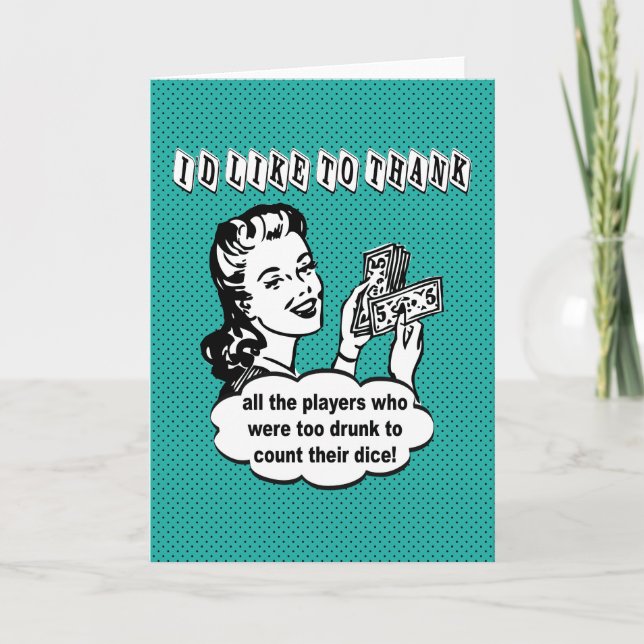 Funny Dice - I'd Like To Thank Thank You Card (Front)
