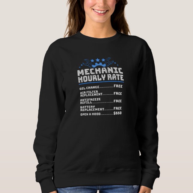 Funny Diesel Mechanic Hourly Rate Pullover (Front)