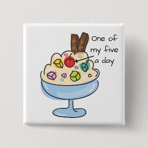 Funny Diet Quote Ice Cream Sundae 15 Cm Square Badge