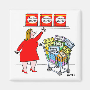 Funny Diet Reminder Dieting Cartoon Kitchen Magnet