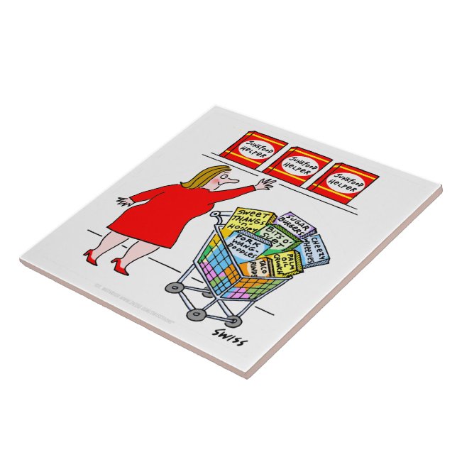 Funny Diet Reminder Dieting Cartoon Kitchen Trivet (Side)