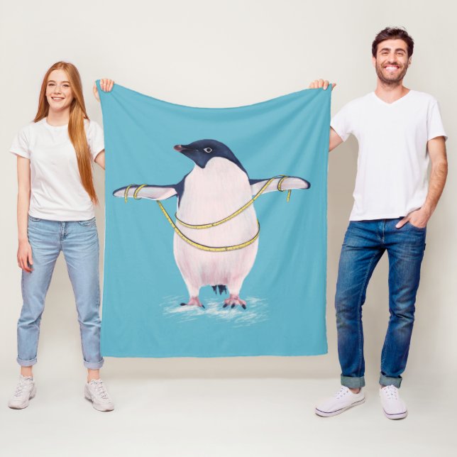 Funny Dieting Penguin Fleece Blanket (In Situ)