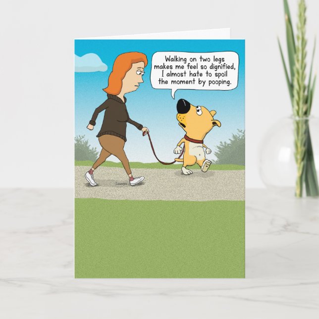 Funny Dignified Dog on Two Legs Birthday Card (Front)