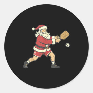 Funny dinking santa claus pickleball christmas xma classic round sticker
