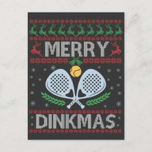 Funny Dinkmas Ugly Christmas Sweater Pickleball Postcard