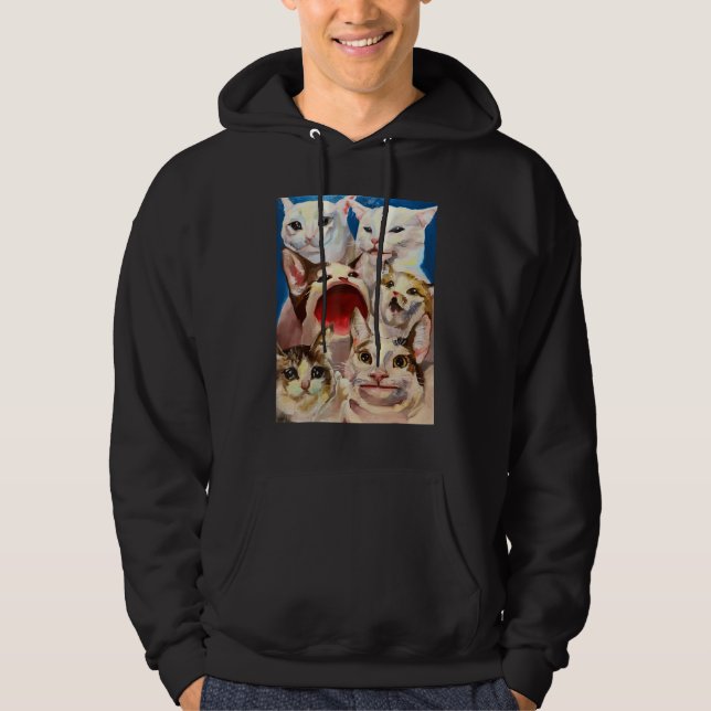Funny Dinner Table Cat Crying Cat Pop Cat Polite C Hoodie (Front)