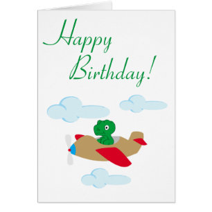 Funny dino flying by plane