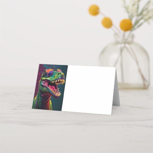 Funny Dino Folded Place Card (Back)