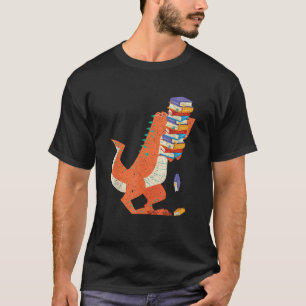 Funny Dino Librarian Gift Book Reading T-Shirt