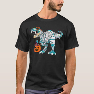 Funny Dino Mummy T Rex Dinosaur Halloween Candy To T-Shirt