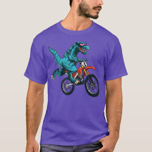 Funny Dino On Dirt Bike Rex Lover Rider Motorcycle T-Shirt