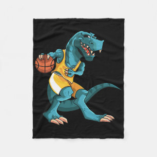 Funny Dino Playing Sketll T-rex Lover Player Kids  Fleece Blanket