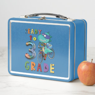 Funny Dinosaur 3Rd Grade Personalised Name Metal Lunch Box