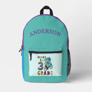 Funny Dinosaur 3Rd Grade Personalised Name Printed Backpack