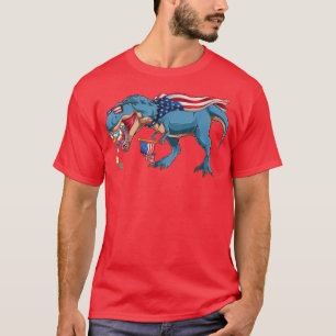 Funny Dinosaur 4th Of July Kids Boys Men Amerisaur T-Shirt