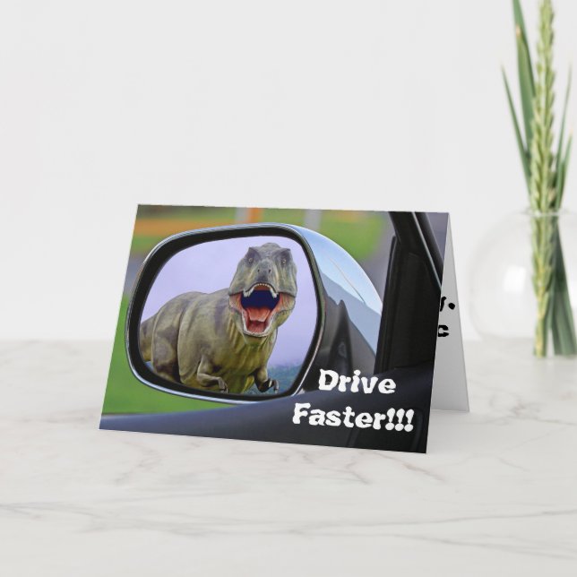 Funny Dinosaur Aging Birthday Card (Front)