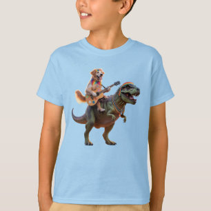 Funny Dinosaur and Dog Kids' T-Shirt