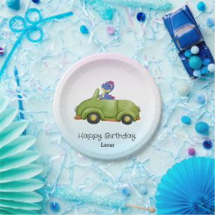 Funny dinosaur antique car B2S kids Birthday party Paper Plate