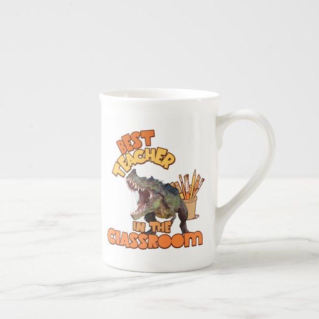 Funny Dinosaur Art Teacher Creative Classroom Bone China Mug (Right)