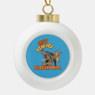 Funny Dinosaur Art Teacher Creative Classroom Ceramic Ball Christmas Ornament