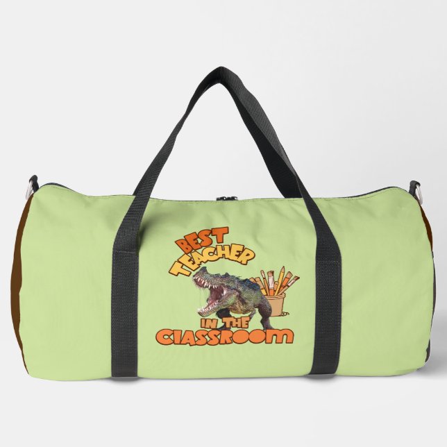 Funny Dinosaur Art Teacher Creative Classroom Duffle Bag (Front)