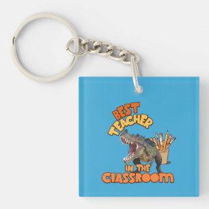 Funny Dinosaur Art Teacher Creative Classroom Key Ring
