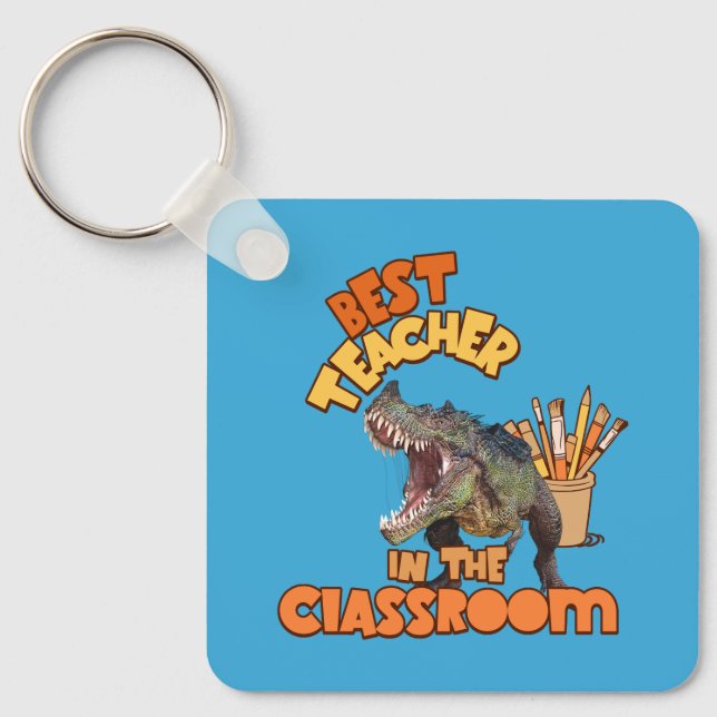 Funny Dinosaur Art Teacher Creative Classroom Key Ring (Front)