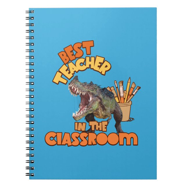 Funny Dinosaur Art Teacher Creative Classroom Notebook (Front)