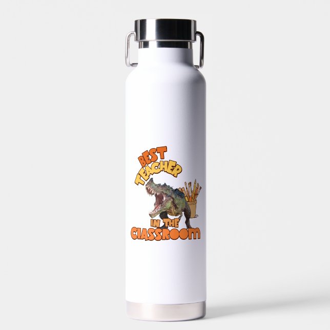 Funny Dinosaur Art Teacher Creative Classroom Water Bottle (Front)