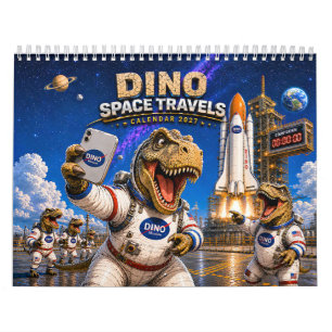 Funny Dinosaur Astronaut 2027 Wall Calendar 
