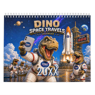 Funny Dinosaur Astronaut Wall Calendar 