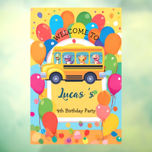 Funny dinosaur Back To School Bus boy Birthday  (Sheet 3)