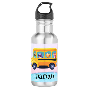 Funny dinosaur Back To School Bus Rainbow Birthday 532 Ml Water Bottle