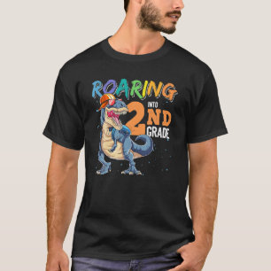Funny Dinosaur Back To School Roaring Into 2Nd Gra T-Shirt