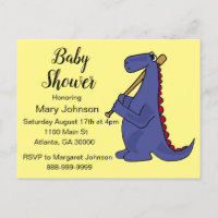 Funny Dinosaur Baseball Player Baby Shower