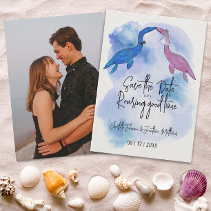 Funny Dinosaur Beach Wedding Photo Save The Date