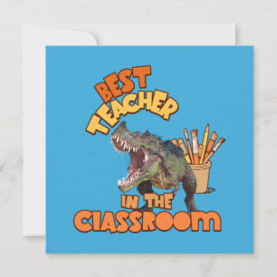 Funny Dinosaur Best Teacher in the Classroom  Holiday Card