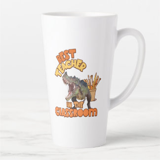 Funny Dinosaur Best Teacher in the Classroom  Latte Mug