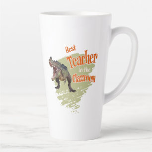 Funny Dinosaur Best Teacher in the Classroom  Latte Mug