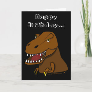 Funny Dinosaur Birthday Cartoon Tyrranosaurus Rex Card