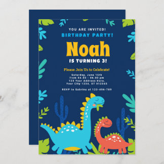 Funny Dinosaur Birthday Party Invitation