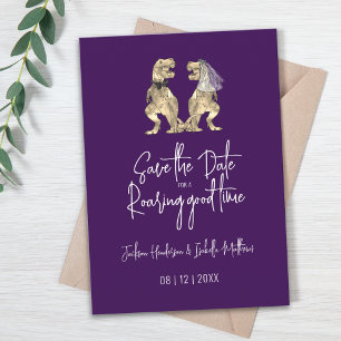 Funny Dinosaur Bride and Groom Wedding Save The Date