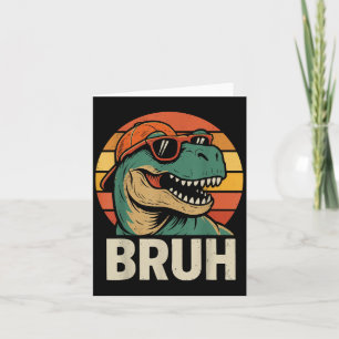 Funny Dinosaur Bruh Meme Vintage T-rex Card