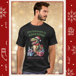 Funny Dinosaur Christmas T-Shirt for Men, Family